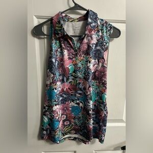 Nike Women’s Floral Sleeveless Polo Tank - Teal, Pink, Purple, Navy
